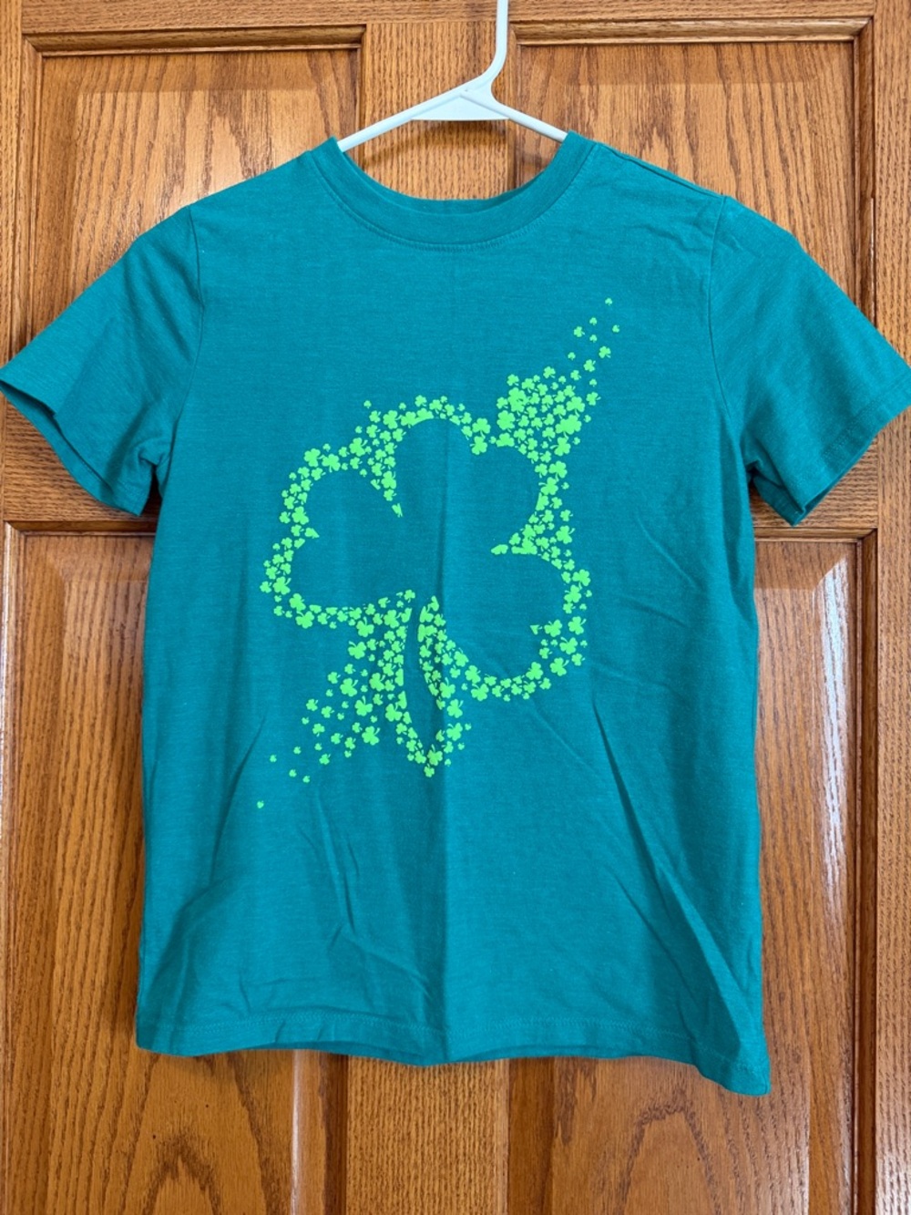 Cat & Jack Teal Tee with Neon Green Clover Graphic